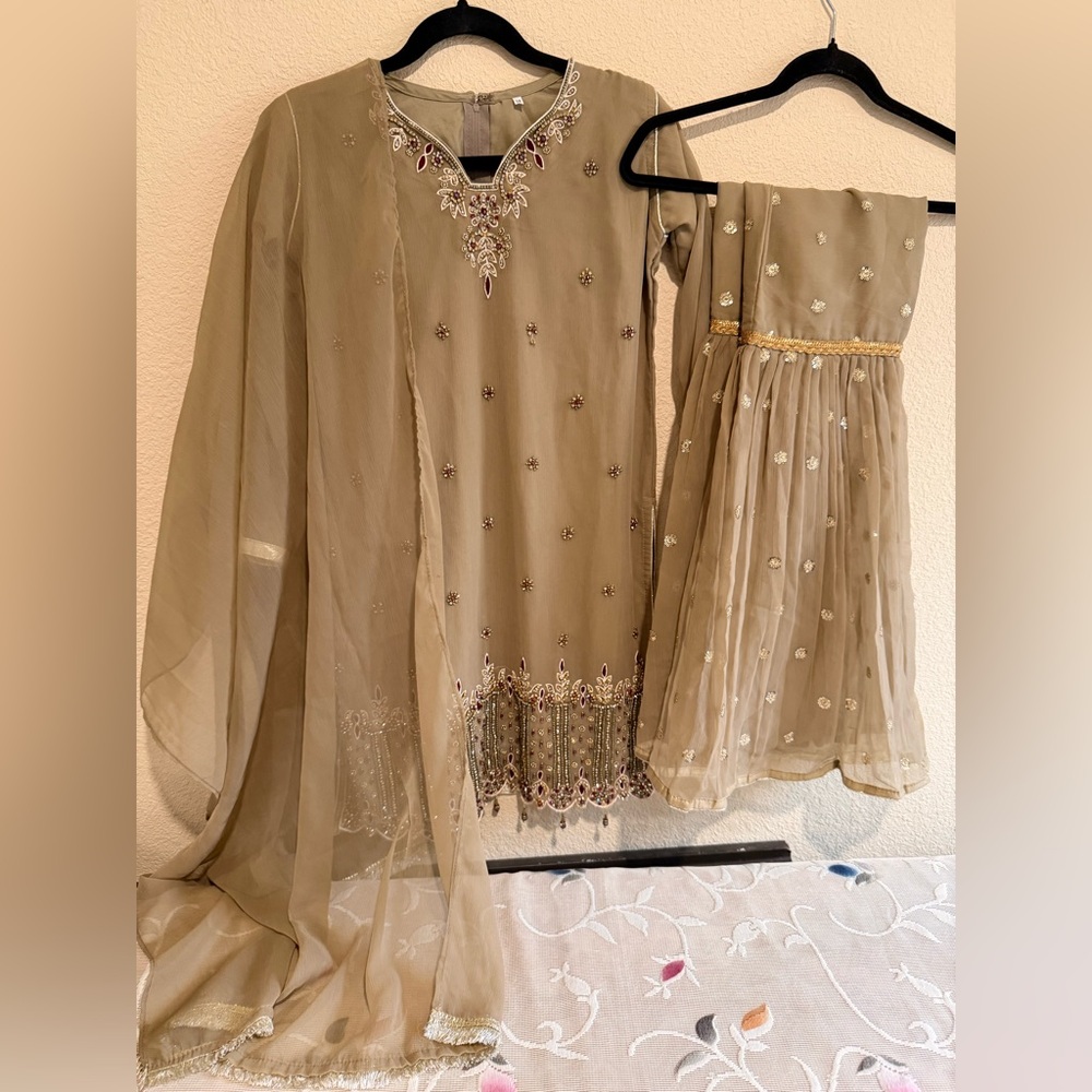 Elegant Embroidered Gharara
Dress with Dupatta